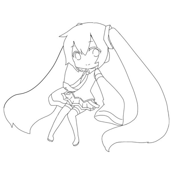 ミクさんとリンちゃんの塗り絵