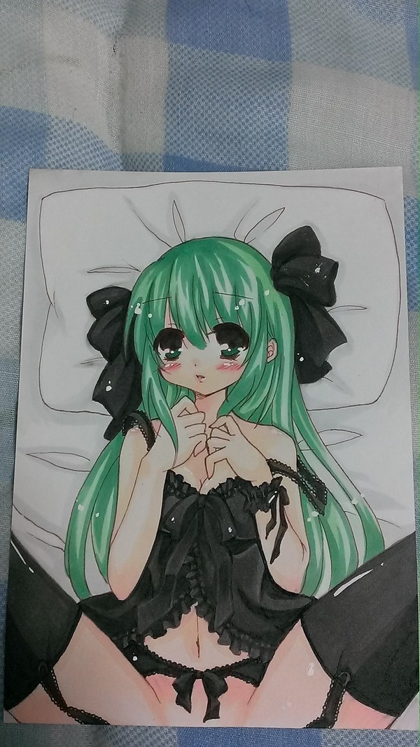 ベッドの上で。