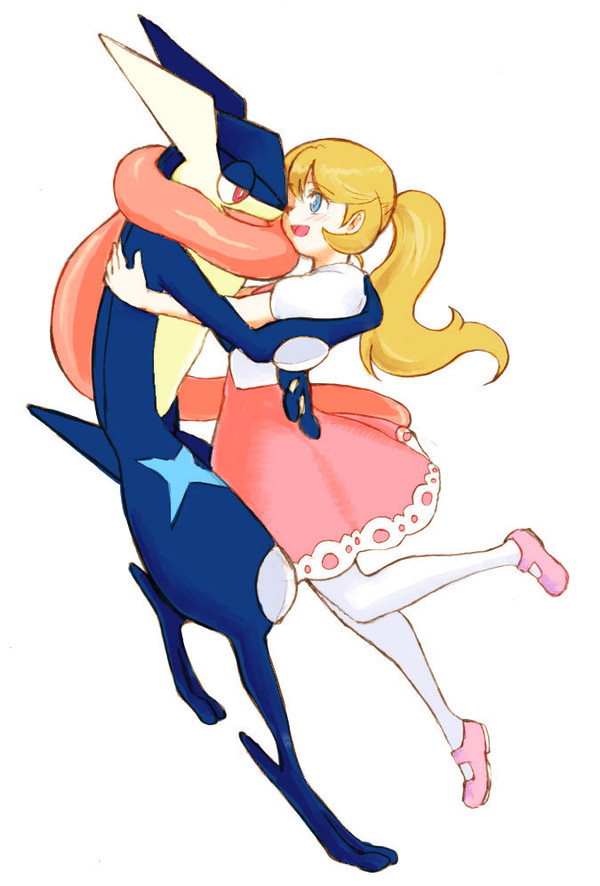 ゲッコウガと主人公♀のらくがきその2。