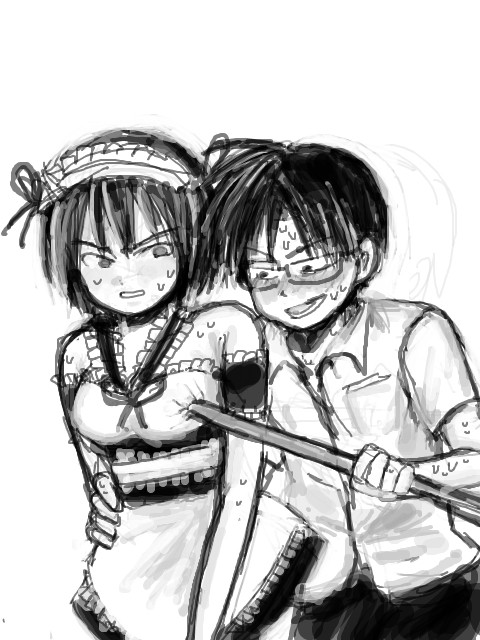 【創作男女CP漫画】メイド服着せてイタズラとか