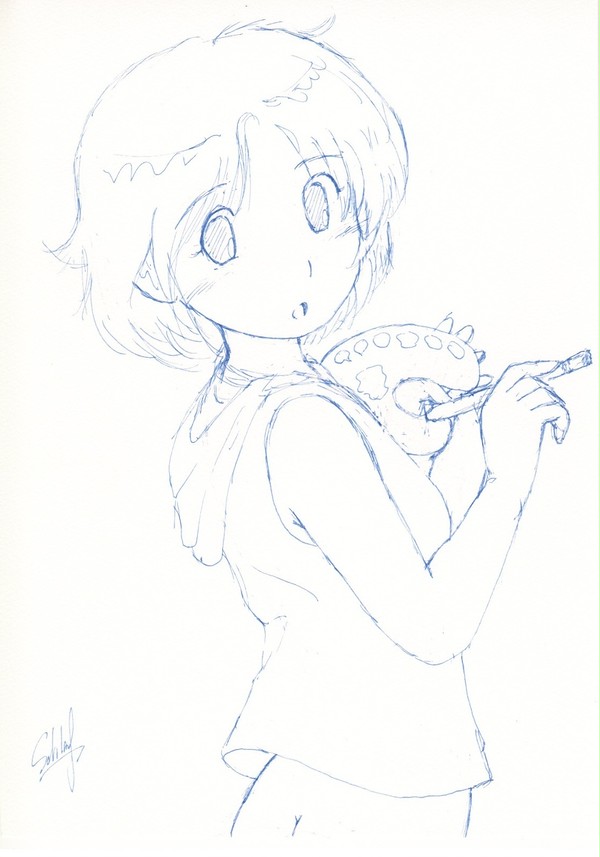 お絵描き少女(下絵)