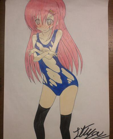 桂ヒナギク(スク水ちょい破れ気味)を描いてみた