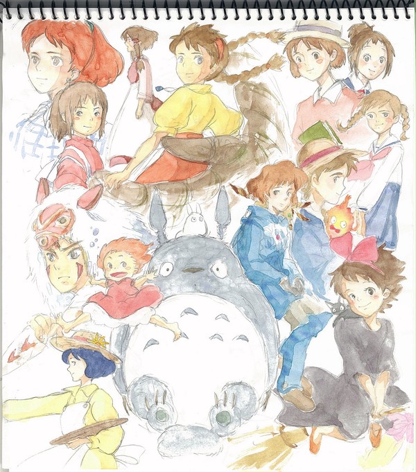 ジブリの女の子思いつくだけ描いてみた