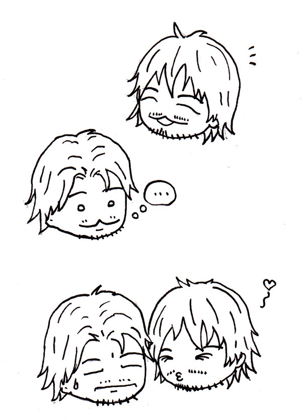 しなだくんとあきやまさん(線画)