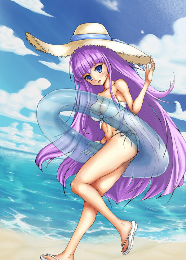 休閒的海邊少女