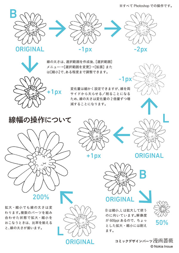 漫画薔薇　線幅と抑揚のいじりかた