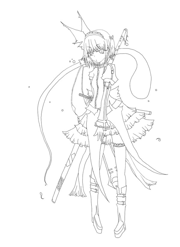 妖夢私服線稿