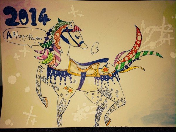 2014年賀状「お馬様」
