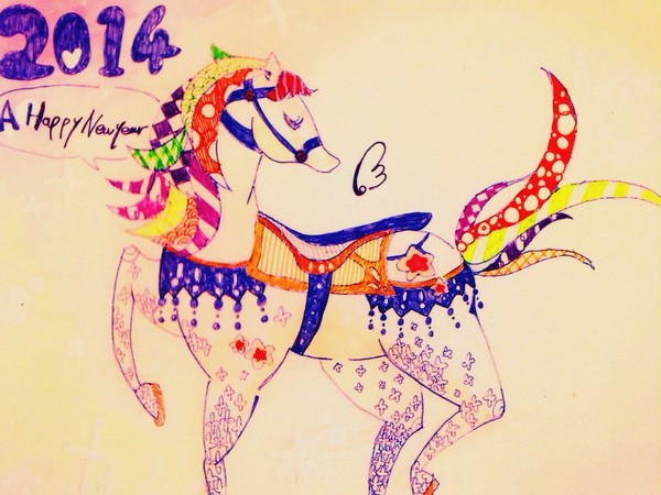 2014年賀状「お馬様」