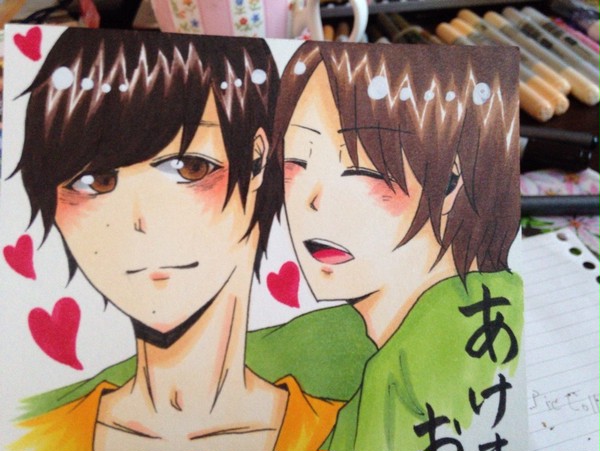 友達に描いたにのあい(年賀状)