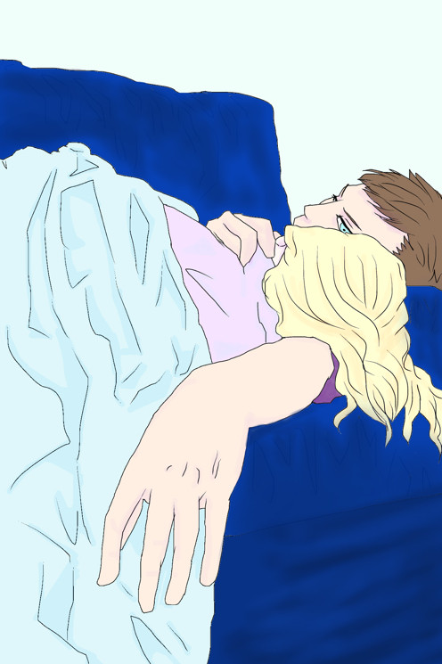 ソファで眠った二人