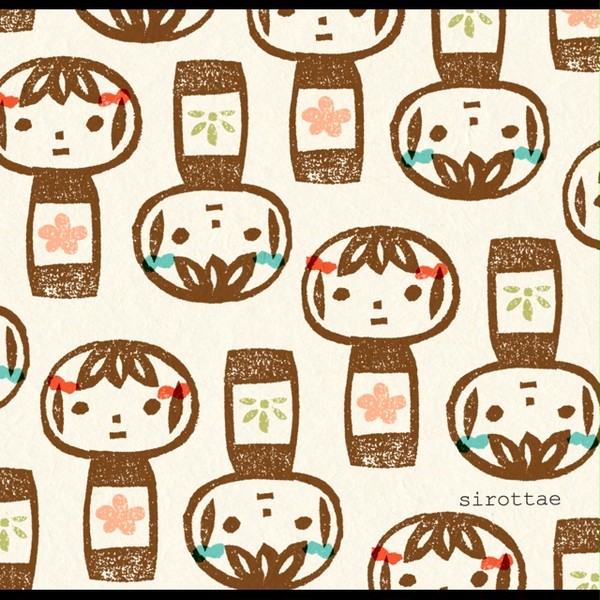 こけしのパターン風はんこ その2