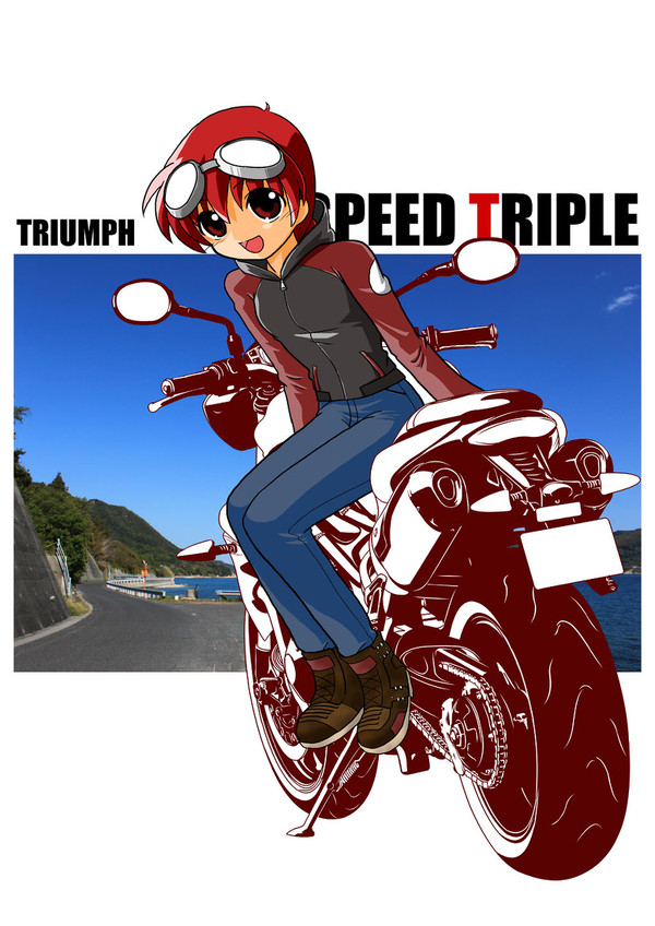 バイクと女の子　スピードトリプル
