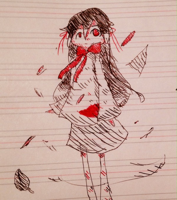 グロ系描けない俺が授業中グロ系に挑戦してみた。