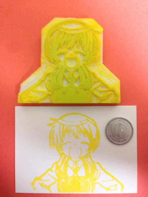 消しゴムはんこ「ひだまりスケッチ」より「宮子」