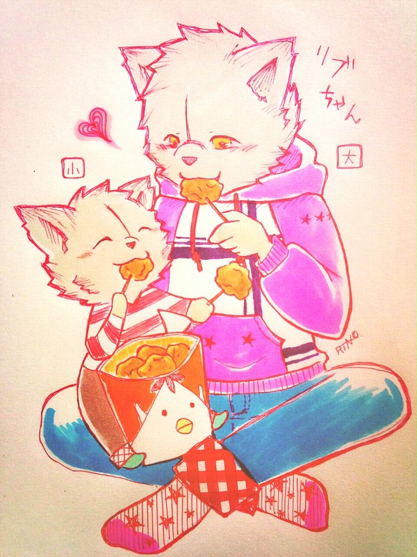 一緒におやつ(リブちゃん大小)