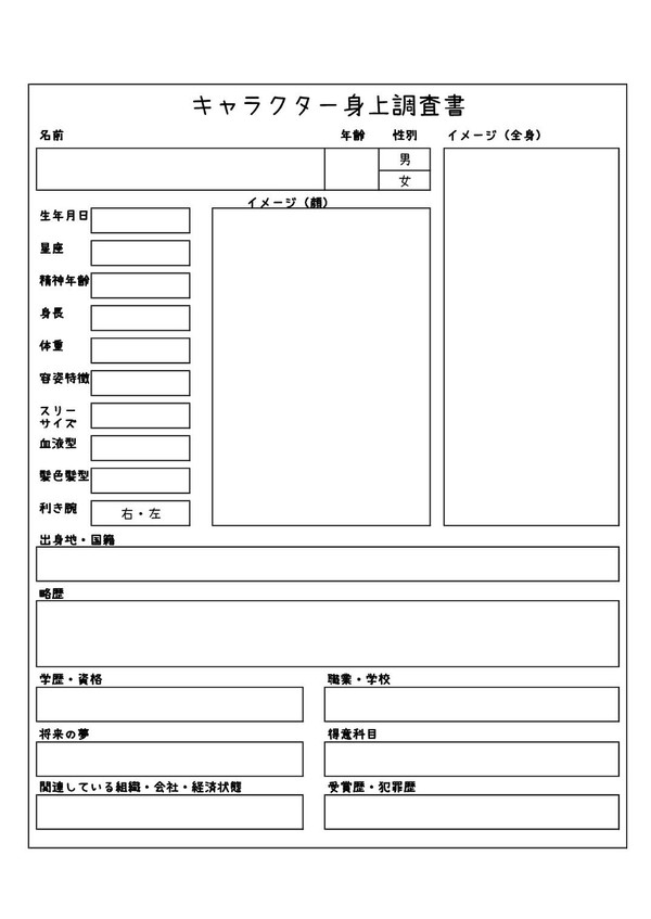 オリキャラを作ろう!【キャラクター身上調査書】 - 1/3
