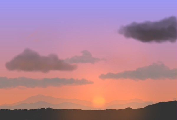 夕方の山