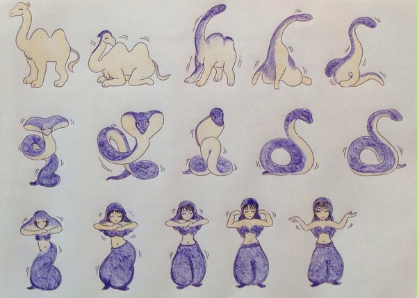 ピンクの象の変身描写