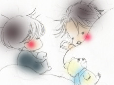 「ごはん　いくー？」「んー」