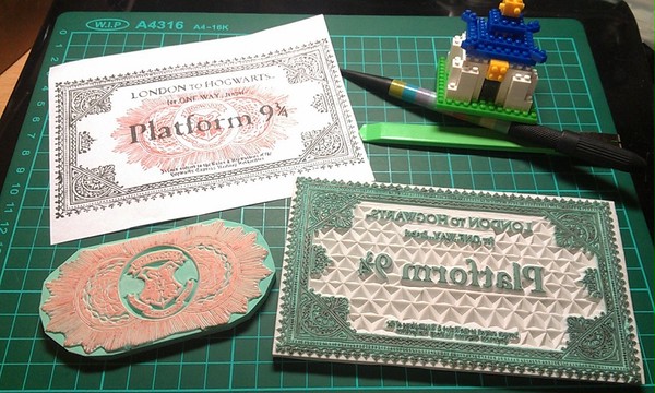 【消しゴムはんこ】Platform 9 3/4