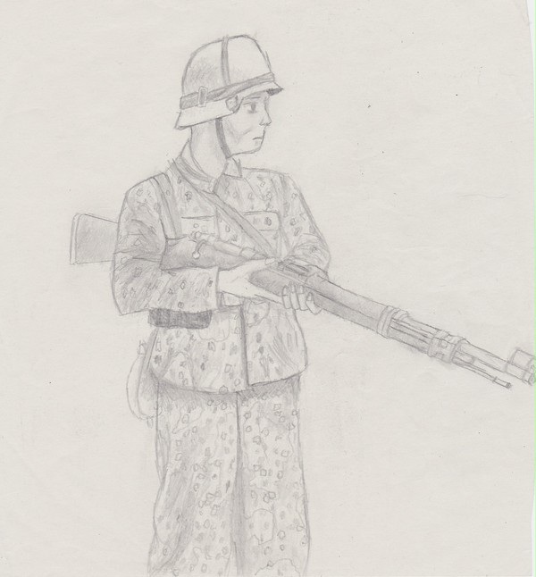 迷彩服を着たWW2ドイツ兵