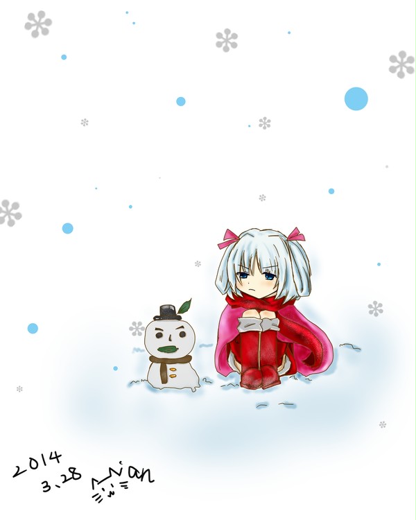 雪ダルマと。