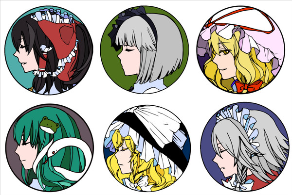 東方　フリー素材　横顔円形イラスト