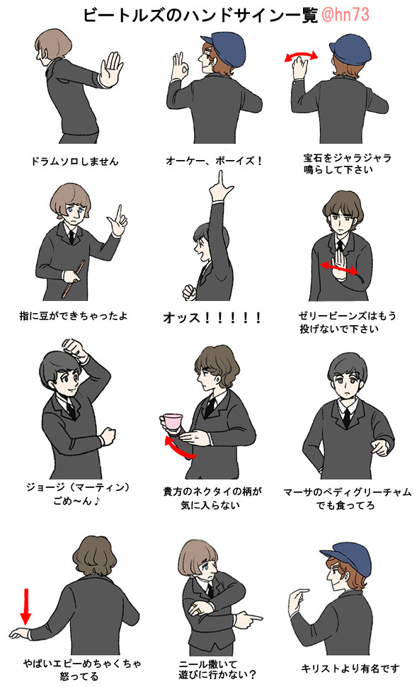 ビートルズのハンドサイン一覧