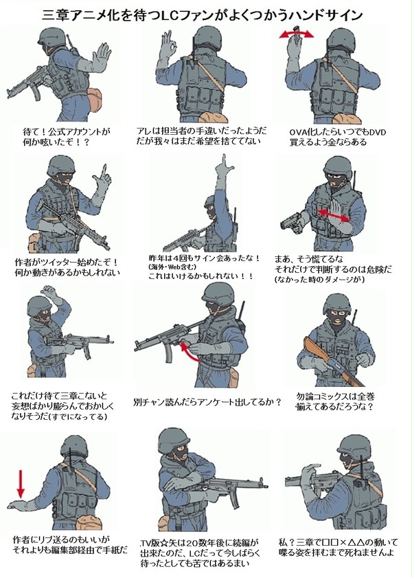 三章アニメ化を待つLCファンがよく使うハンドサイン