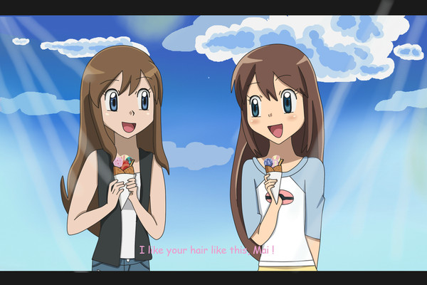 touko and mai - anime style