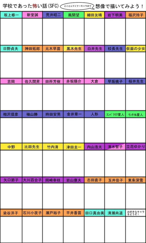 学怖キャラ全員描けるかな