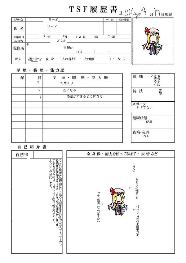 ＴＳＦ経歴書。