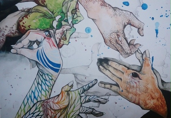 手で生き物。