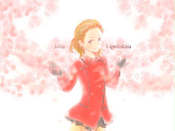 桜と赤い服の少女