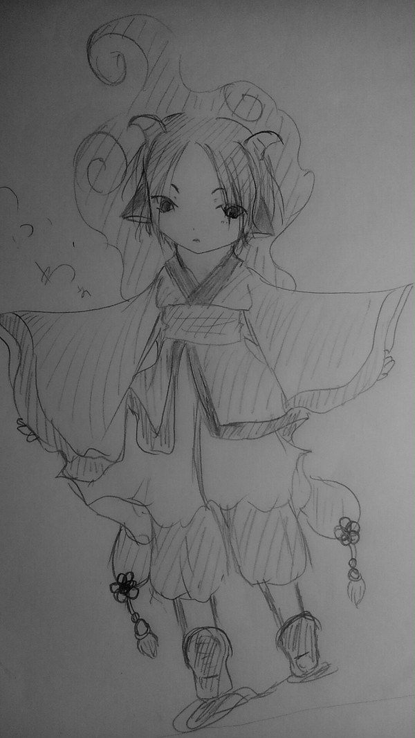 シャーペン書きの半神獣化のほーくん。