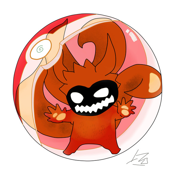 naruto four tails in pokeball