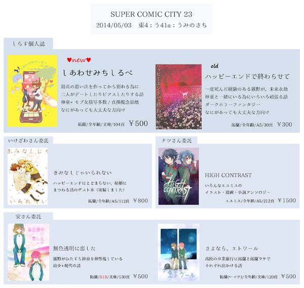 スパコミおしながき