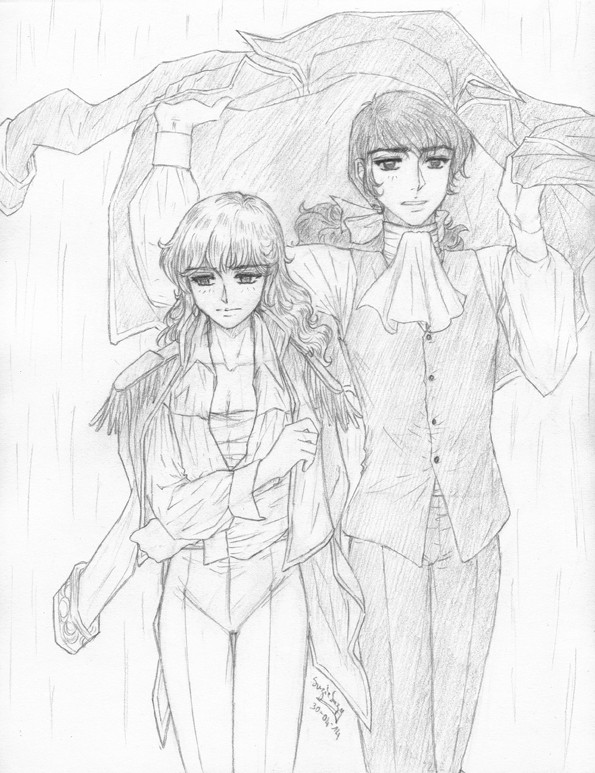 Oscar and André under the rain