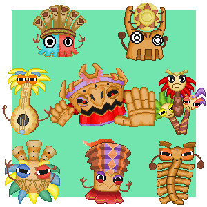 ティキ族をドットで描いたよ!