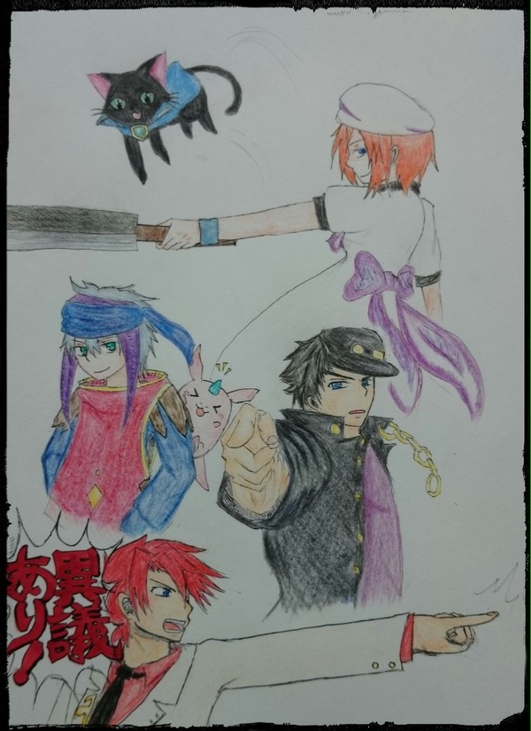 最近ハマっているスマホゲームのメイン集めてみました、な落書き。
