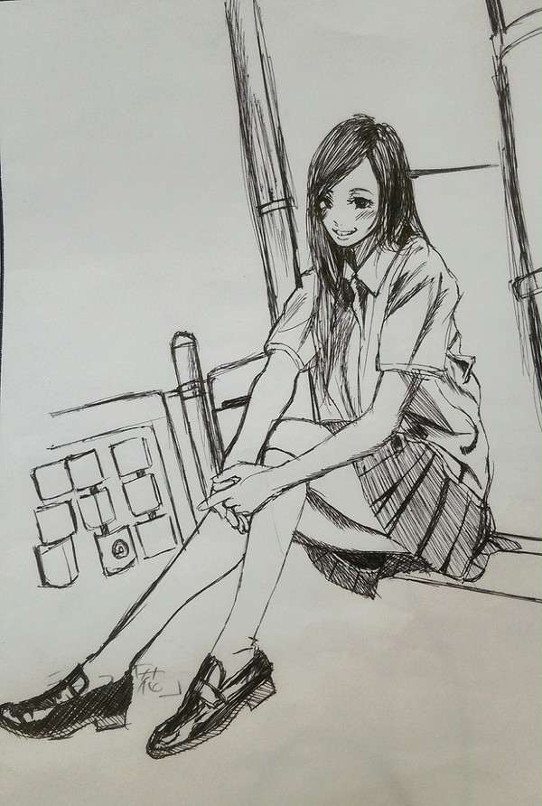 ボールペン一発描き