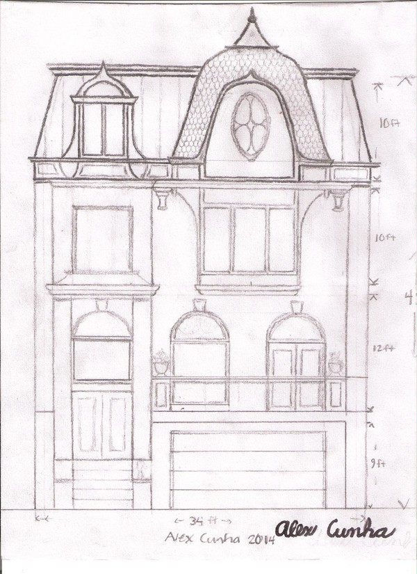 Second Empire Town House Sketch