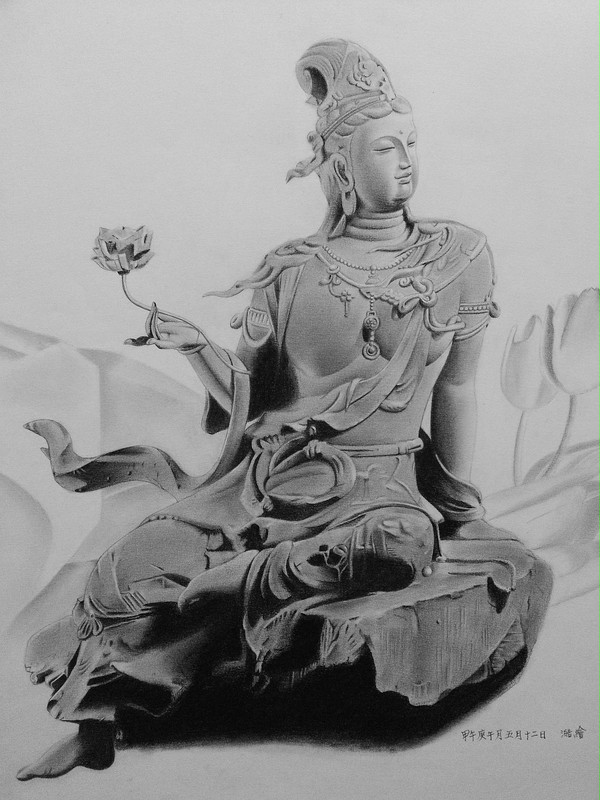 自在觀音素描完成圖