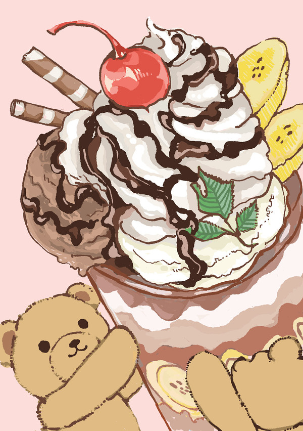チョコパフェとテディベアー