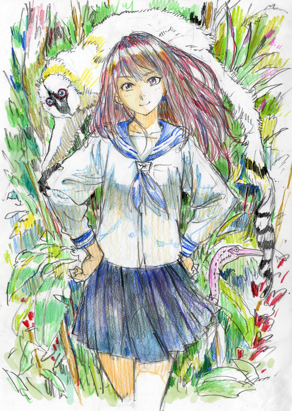 女の子とサル