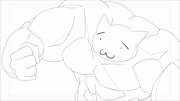 壁殴り代行CMアニメの線画