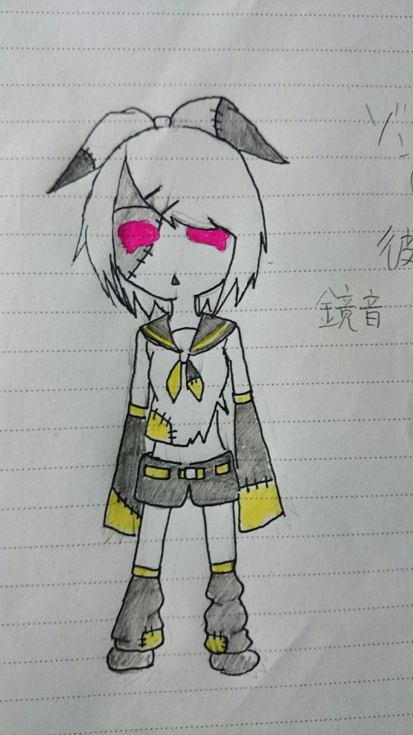 ゾンビ彼女風に描いてみたリンに色をつけた