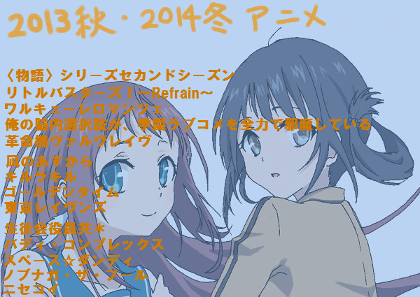 2013秋・2014冬アニメまとめ
