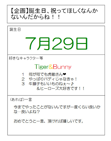 【企画】誕生日、祝って欲しくなんかないんだからね!!